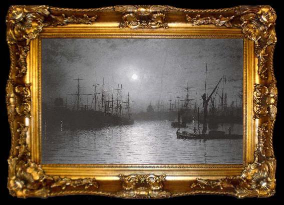 framed  Atkinson Grimshaw Nightfall down the Thames, ta009-2